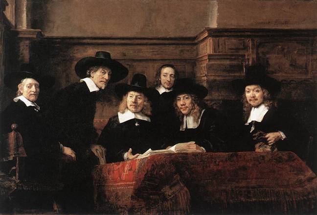 The Sampling Officials of the Drapers Guild  1662   Rembrandt van Rijn   1606-1669  Rijksmuseum Amsterdam